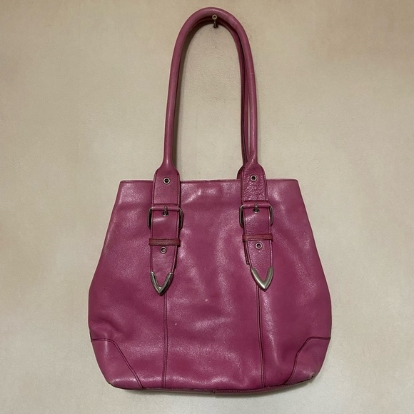 Wilsons Leather EUC mauve leather shoulder bag with buckle detail - Picture 6 of 8